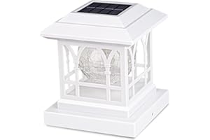 AEFRELEOHT Solar Post Cap Lights, Warm White & RGB Automatic Cycling, Cracked Glass Bulb, 20 Lumens lP65 Waterproof Fit 3.6x3.6 4x4 4.5x4.5 5x5 Wood Fence Post Solar Powered Lights White (1 Pack)