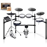 HAMPBACK ACE-360 Electric Drum Set with 8'' Drum Pads, 3x12" Cymbals with Choke, 12" Independent Hi-hat, 5" Bass Drum, 52+ Drum Kits and 918 Sounds, Bluetooth Connection, Suitable for Advanced
