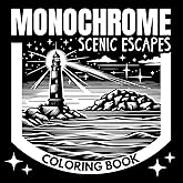 Monochrome Scenic Escapes Coloring Book: Reverse Black & White Designs for Adults and Teens, Relaxation & Stress Relief (The Essential Monochrome Coloring Books)