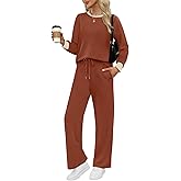 WIHOLL Lounge Sets for Women 2 Piece Travel Vacation Outfits Fall Sweatsuit Tracksuit
