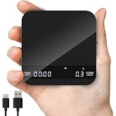 Espresso Coffee Scale with Timer, 0.1g/2kg, USB-C Rechargeable | 3 Brewing Assist Modes; Dual Auto/Manual Timer; Borosilicate Glass Top; 90-Day Battery Life; For Espresso &amp; Pour-Over