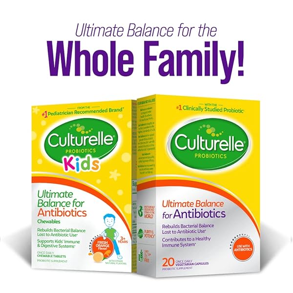 CULTURELLE PROBIOTICS ULTIMATE BALANCE PROBIOTIC FOR USE WITH ANTIBIOTICS – 20 COUNT – PROBIOTIC CAPSULES HELP RESTORE GOOD BACTERIA LOST DURING ANTIBIOTIC USE & CONTRIBUTE TO A HEALTHY IMMUNE SYSTEM