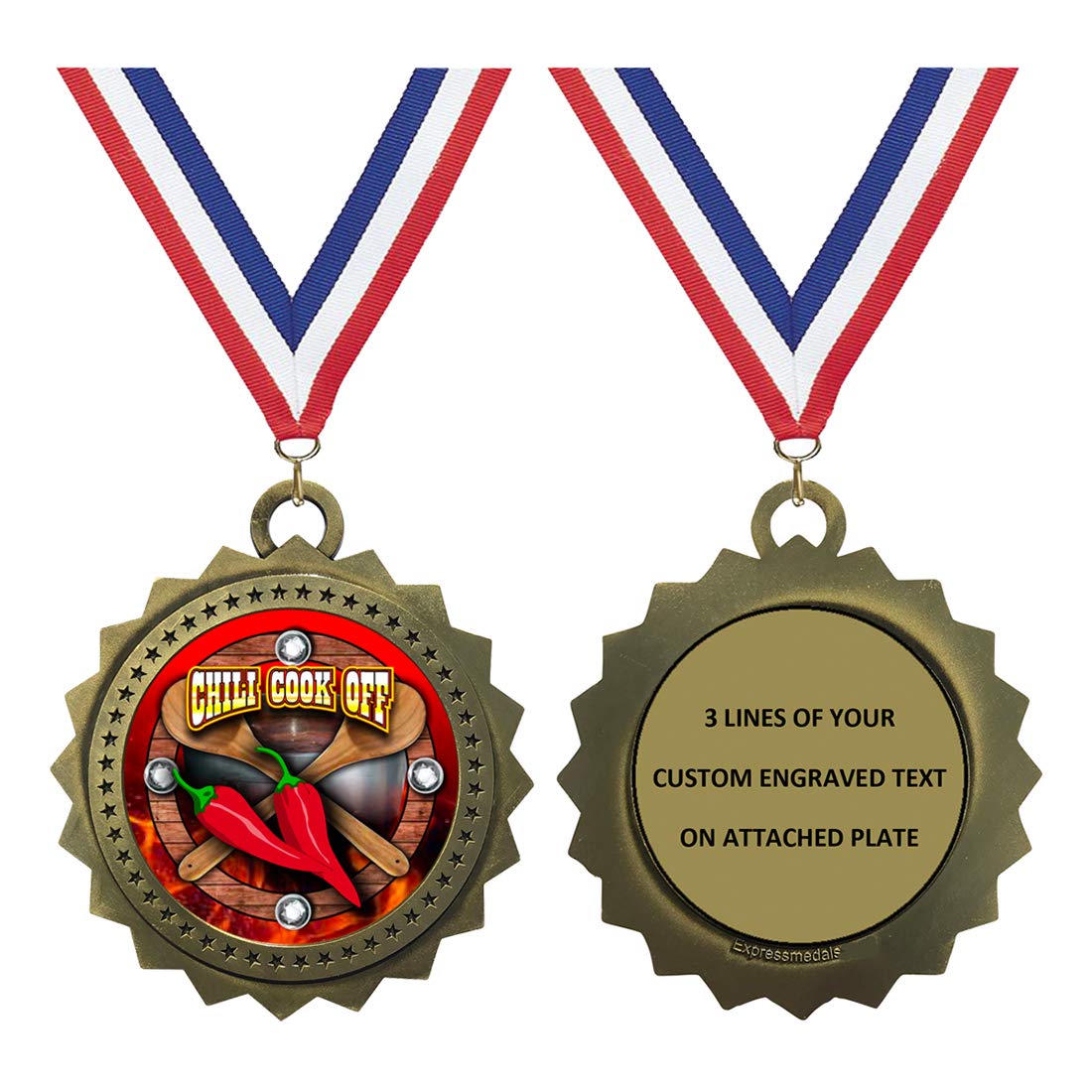 1 to 50 Packs Chili Cook Off Gold Large 3 Inch Engraved Medals Trophy