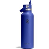 Hydro Flask Standard Flex Straw Cap 21oz Bottle | Stainless steel, leak-proof, fits cup holders - cold 24 hours. Insulated - Capri Blue