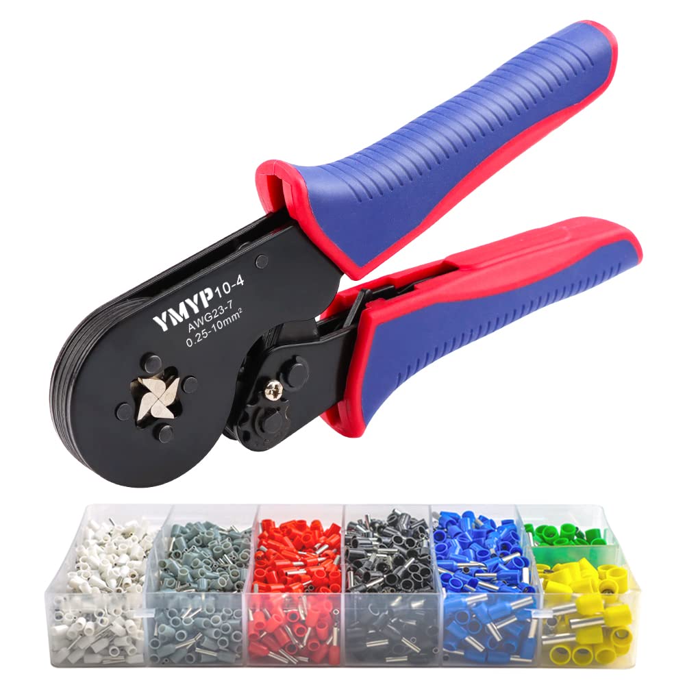 Photo 1 of Ferrule Crimping Tool AWG 23-7 with 1900PCS Ferrules Kit, Square Crimper for End-Sleeves Terminal - Self-Adjusting Racheting Tool Visit the YMYP Store