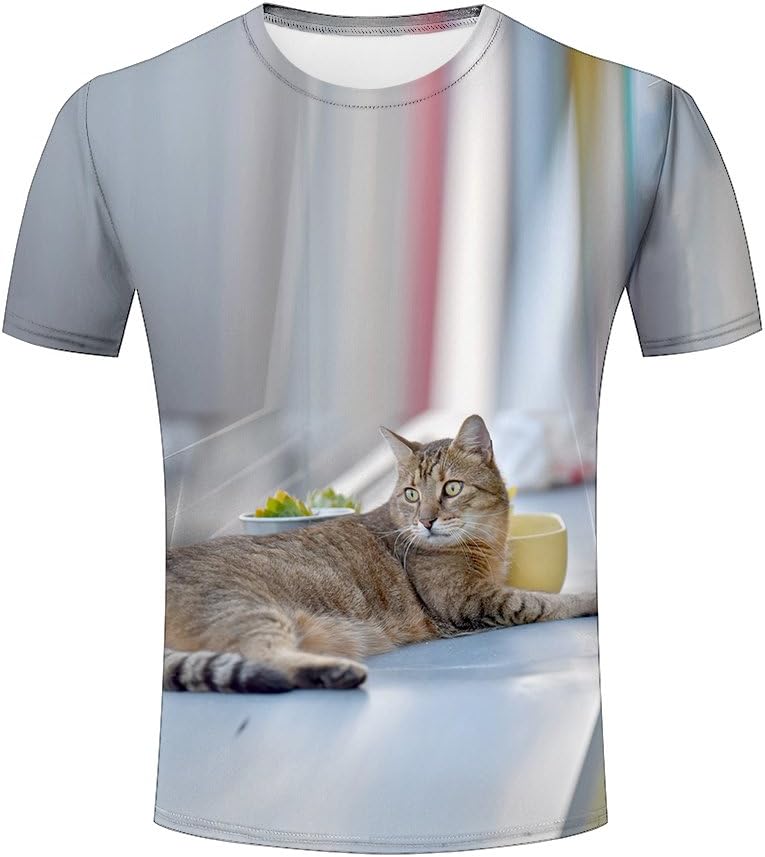 WENZENGZHANG Cool Funny 3d t-shirt for men hipster cats graphic Tees Tops Outfit