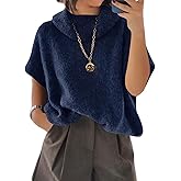 Cicy Bell Womens Oversized Turtleneck Knit Sweaters Short Batwing Sleeve Casual Slouchy Loose Fit Chunky Pullover Tops