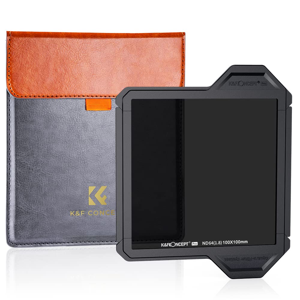 K&F CONCEPT 100 x 100 x 2mm, Square ND64 Filters (With Protective Frame), Optical Glass, HD, Waterproof ND Light Reduction Filter (X-PRO Series)