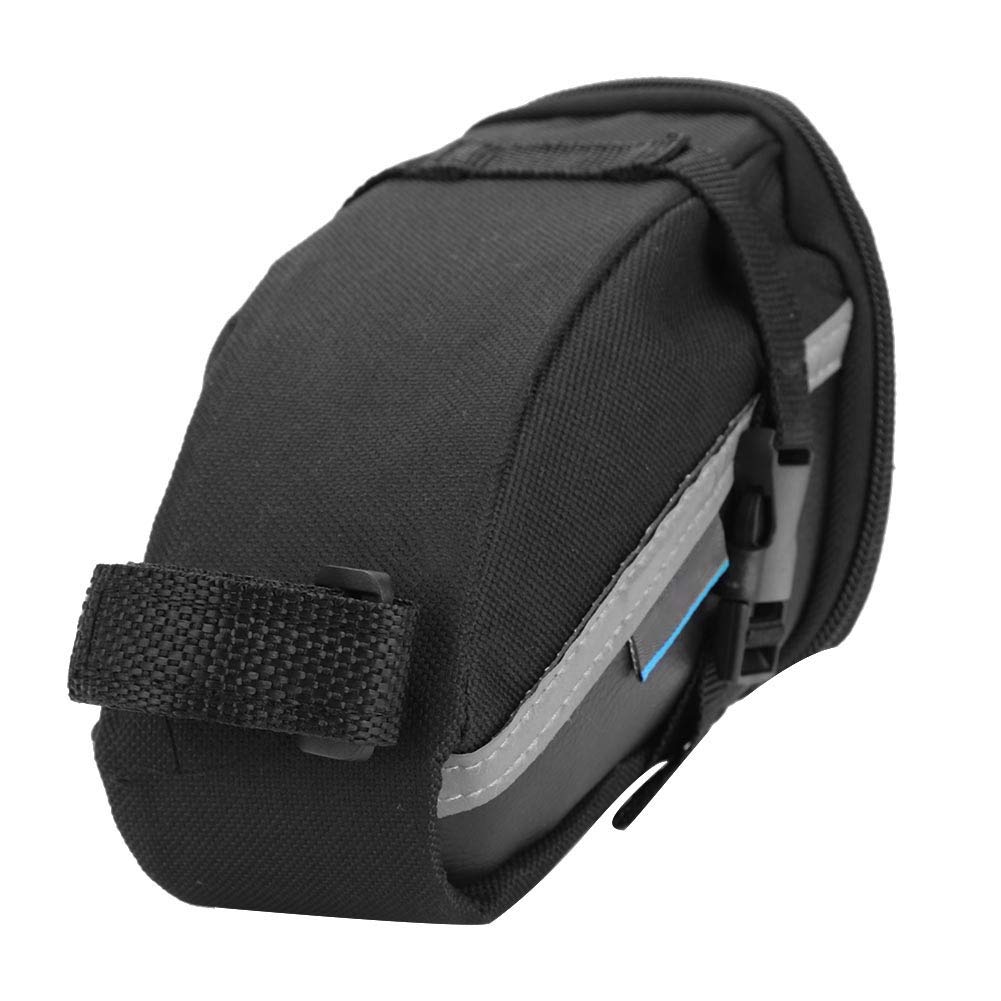 Alomejor Bike Saddle Bag Bicycle Tail Bag PU Reflective Stripes Rear Carrier Bag Strap-On Under Seat Pack for Cycling