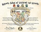 Personalized Harry Potter Diploma - Hogwarts School of Witchcraft and Wizardry Degree of Master of Wizardry