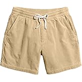 JEMLDL Men's Corduroy Shorts 5 Inch Inseam Drawstring Elastic Waist Lightweight Casual Summer Beach Shorts with Pocket
