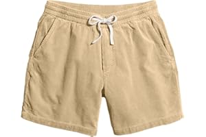 JEMLDL Men's Corduroy Shorts 5 Inch Inseam Drawstring Elastic Waist Lightweight Casual Summer Beach Shorts with Pocket