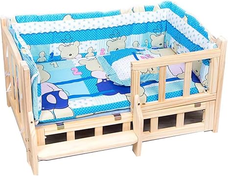 Amazon Co Jp ペットベッド 猫 犬 木製 ペットの犬のベッド 階段付き 屋内用 アウトドア ミディアムラージスモールドッグ 冬 ポータブル取り外し可能 ペットソファベビーベッド 洗えるソフトマットレス付き Color Blue Size 105 60 42cm ホーム キッチン