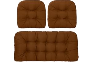 Focuprodu 3 Piece Set of Wicker Chair Cushions. Thickened and Durable Patio Furniture Cushions, All-Weather Outdoor Furniture Cushions for Outdoor/Indoor Use (Coffee)