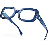 VISOONE Rectangle Blue Light Blocking Glasses Thick Square Frame Computer Glasses Vintage Women Men Harmony