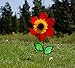 In the Breeze 2774 — 12-inch Red Sunflower Wind Spinner with Leaves — Colorful Flower for Yard and Garden