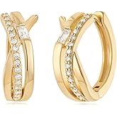 MYEARS Women Gold Huggie Hoop Earrings Cubic Zirconia 14K Gold Plated Small Simple Hypoallergenic Everyday Jewelry