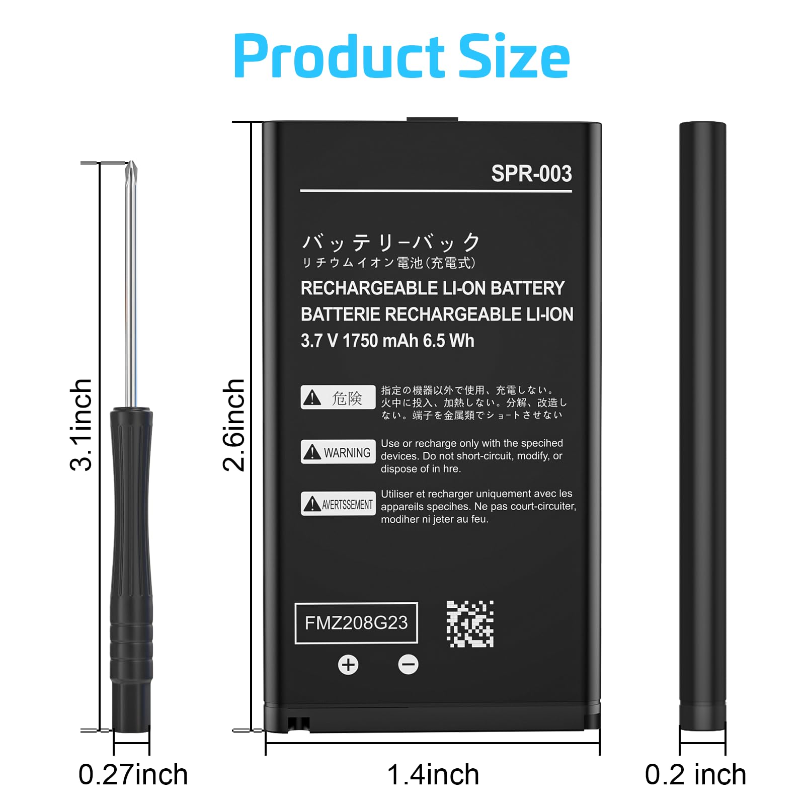 3DS XL Battery,3.7V 1750mAh High Capacity Replacement Battery for Nintendo 3DSXL/New 3DSXL/ 3DS LL/New 3DS LL Console,Includes Tool Kit