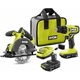 RYOBI ONE+ 18V Cordless 2-Tool Combo Kit with Drill/Driver, Circular Saw, (2) 1.5 Ah Batteries, and Charger