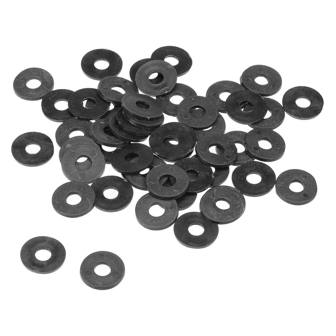 Unifizz 50Pcs Black Nylon Flat Washer Assortment Kit for Hose Bolt, Faucet Pipe, Valve or Gardening Maintenance or Retrofit (M6 x 18mm x 1.5mm)