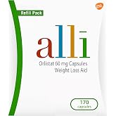 alli Weight Loss Supplement, Orlistat 60 mg Capsules, 170 Count Refill Pack | Non Prescription Weight Loss Aid for Women and Men, 18 Years and Older, Diet Pills