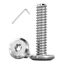Metuja M6-1.0 x 40mm,50-Pack Silver Flat Head Hex