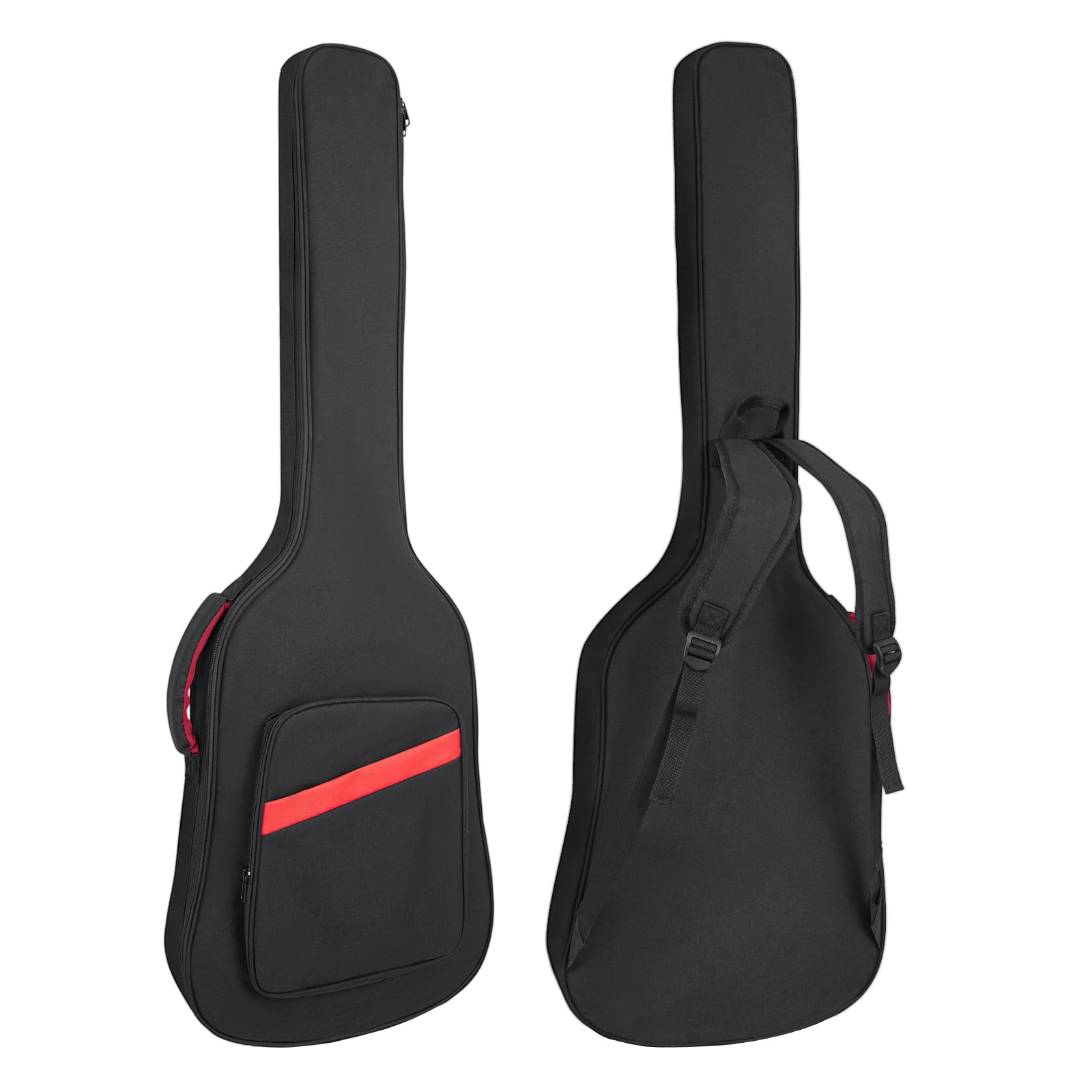 HOHIYO Bass Guitar Bag 6mm Padding Waterproof Electric Bass Case, Electric Bass Gig Bag Backpack with Neck Protector Strap and Pockets, Adjustable Shoulder Strap,Black (Bass Guitar Bag-Red)