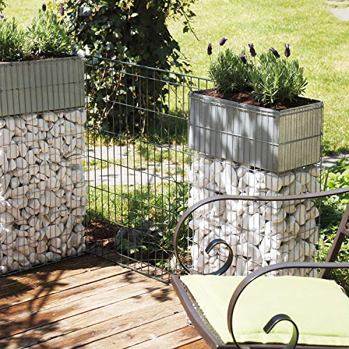 bellissa Pflanz-Gabione mit Blumenkasten - 95832 - Steinkorb-Pflanzkübel mit Bewässerungskasten - Segment für… – Bild 3