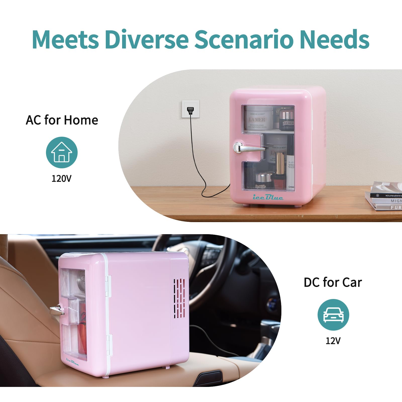 Iceblue Skincare Fridge with Viewing Window, 4L Compact Small Fridge for Bedroom, Car, Office & Dorm, Pink Mini Fridge for Beauty Essentials & Beverages(Pink) - Image 7