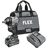 FLEX 24V Brushless Cordless 1/2-Inch 750 Ft-Lbs Mid-Torque Impact Wrench Kit with 5.0Ah Lithium Battery and 160W Fast Charger - FX1451-1C