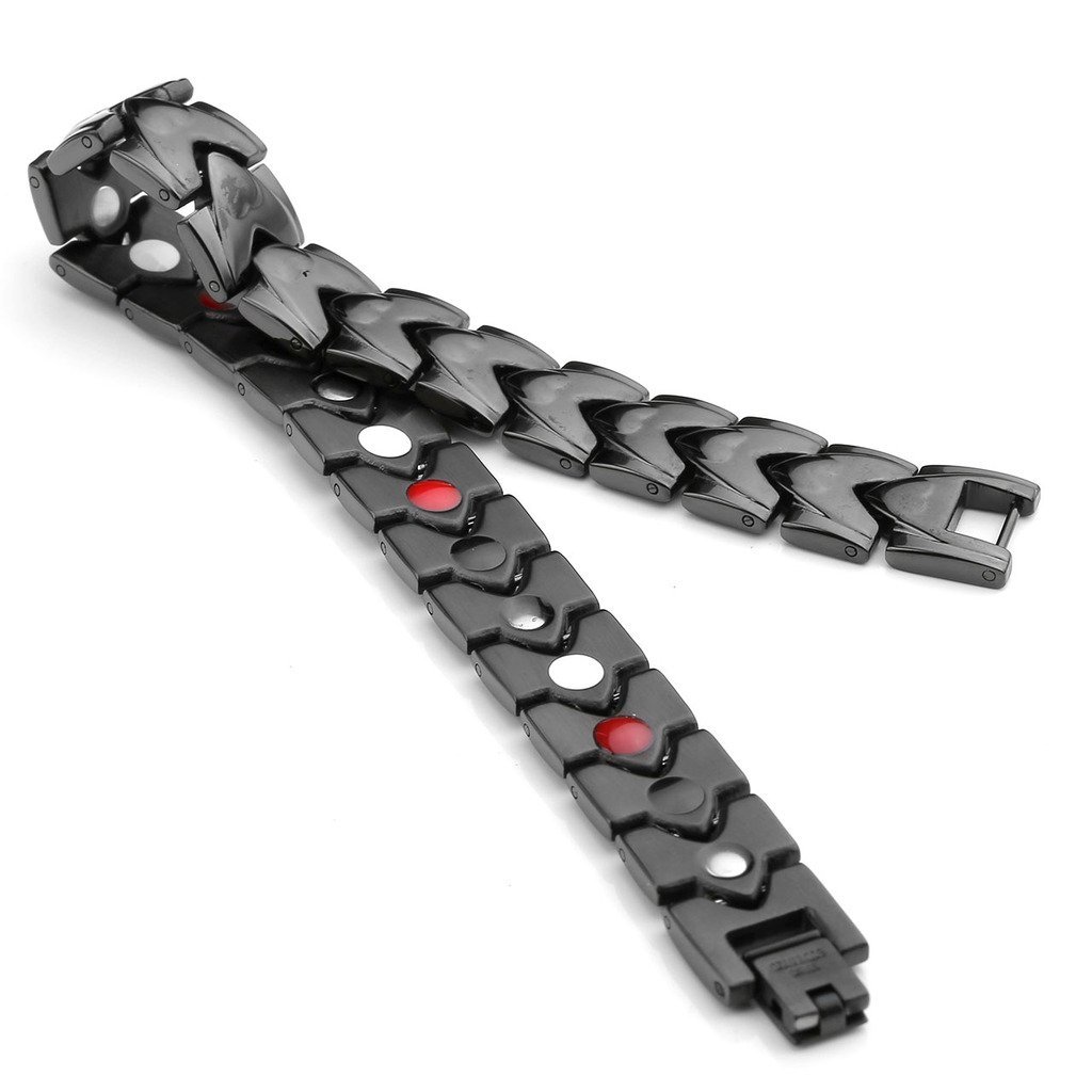 JOVIVI Magnetschmuck Magnetarmband Herren Gesundhheit Edelstahl Magnetisch Therapie Armreif 4-in-1 Magnete Pfeil Herz Armband Schwarz