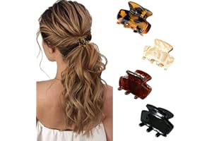 Small Hair Clips Mini Hair Claws for Women Girls，4 Pcs Non Slip Hair Claw Jaw Clamp Stylish Tortoise Shell Barrettes for Thin