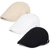 Geyanuo 3Pcs Cotton Newsboy Hat for Men Cool Adjustable Flat Cap