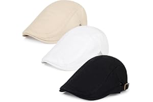 Geyanuo 3Pcs Cotton Newsboy Hat for Men Cool Adjustable Flat Cap