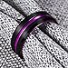 POYA 8mm Black Tungsten Ring Matte Finish Beveled Edges Wedding Band with Purple Aluminum Interior
