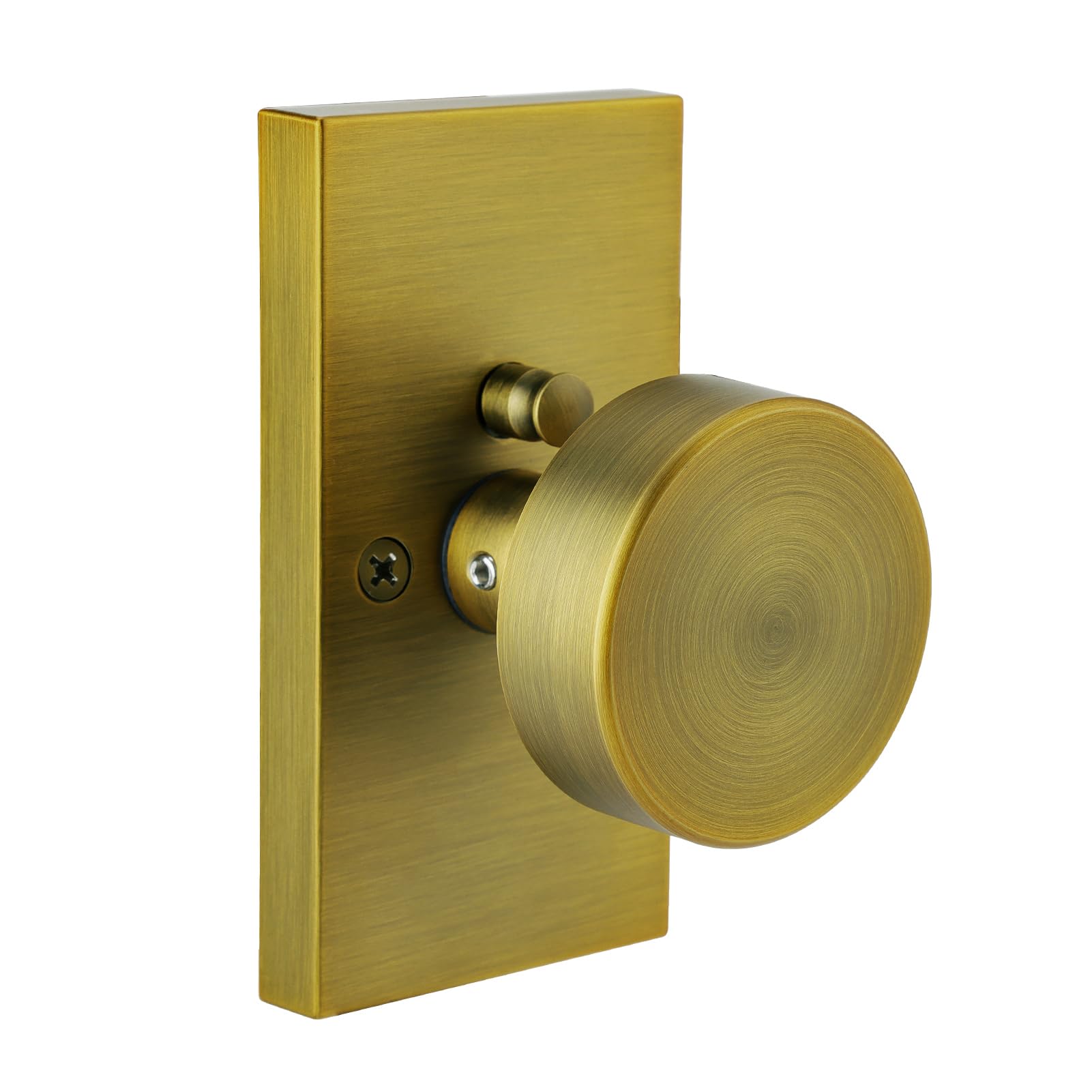 Photo 1 of HIEMEY Antique Brass Door Knobs Interior with Lock, Modern Vintage Privacy Antique Door Knobs Door Handles for Bathroom Bedroom Rectangle