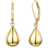 Teardrop Dangle Leverback Earrings for Women 14k Gold Plated 925 Sterling Silver Post Waterdrop Dangle Drop Hoop Earrings Hyoallergenic Tear Drop Dangle Earrings Jewelry Gifts