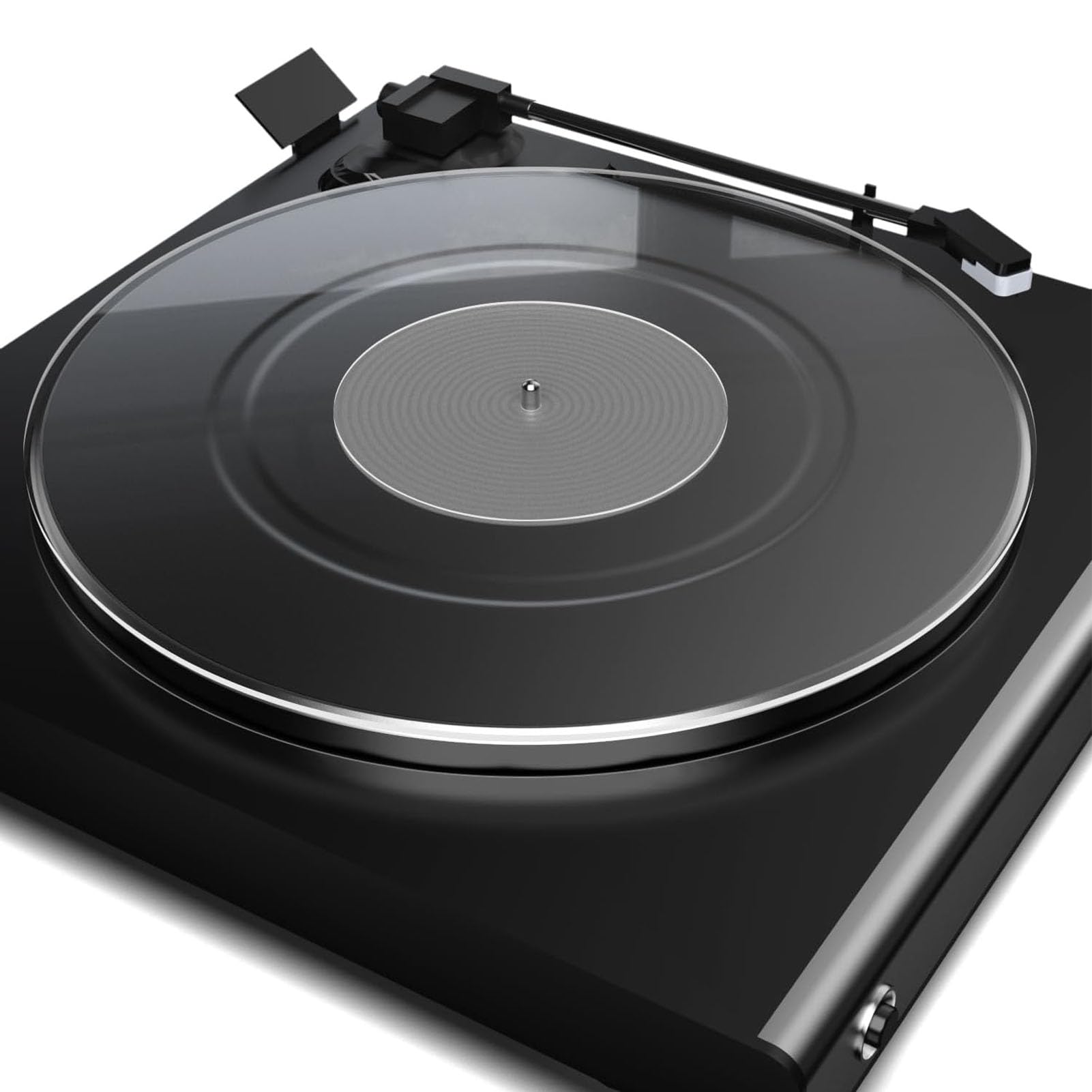 Turntable Mat, Acrylic Record Player Platter, Anti Static Noise Reduction Turntable Slipmat, Suitable for 12inch Record Player (Transparent Black)