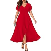Pinup Fashion Women Plus Size Dresses Wedding Guest - Formal Cocktail Wrap High Low Long Dress