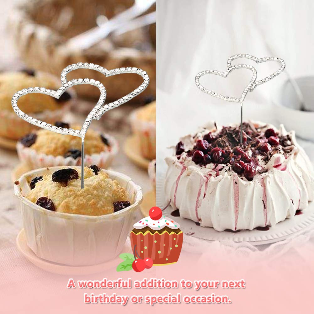 2 Pieces Decoration Gateau Mariage Coeur Cake Toppers Pour La Decoration De Gateau De Fete Danniversaire De Mariage Bestzy Cake Topper Figurines Pour Gateaux Cuisine Maison