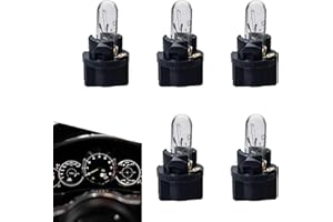 yorpyep 5 PCS DB401 Car Dashboard Light, T5 Waterproof Heat-resistant Halogen Indicator with Flat Top, Super Bright A/C Clima