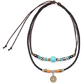 Boho Necklaces for Women Country Concert Outfits Nashville Western Outfit for Women Choker Necklaces Long Leather Necklace Western Dress Jewelry Country Cowgirl Accessories Gifts