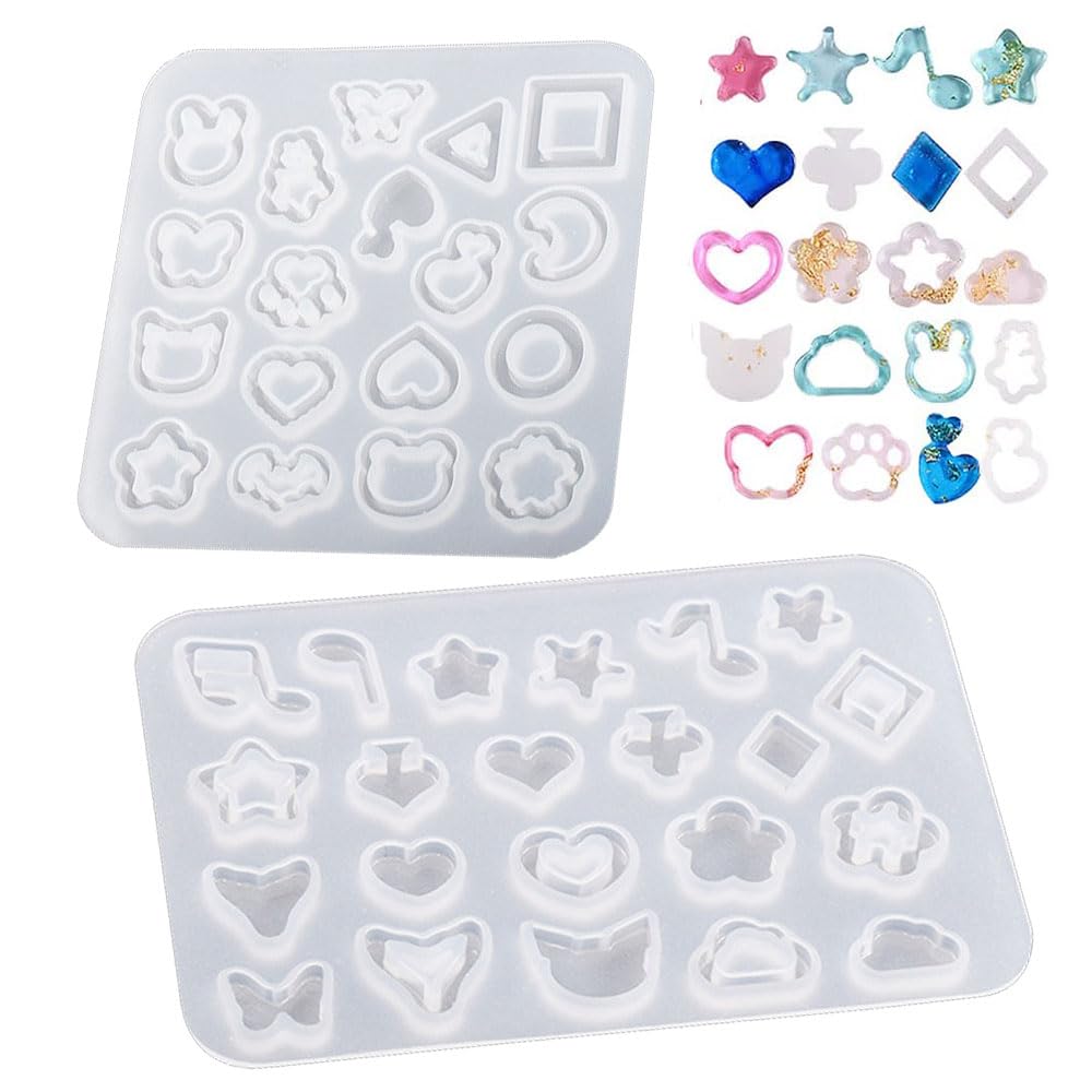 JIXIWANG 2 Pcs Silicone Moulds Jewellery Mold Earring Hooks Pendant Moulds Silicone Pendant Molds for Necklace Bracelet Charms DIY Crafting