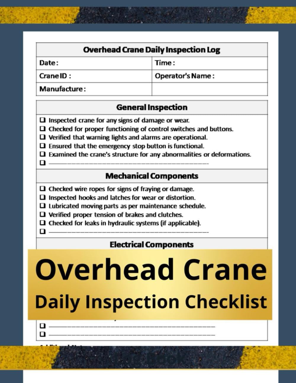 Mua Overhead Crane Daily Inspection Checklist Log Book Ensuring Safety