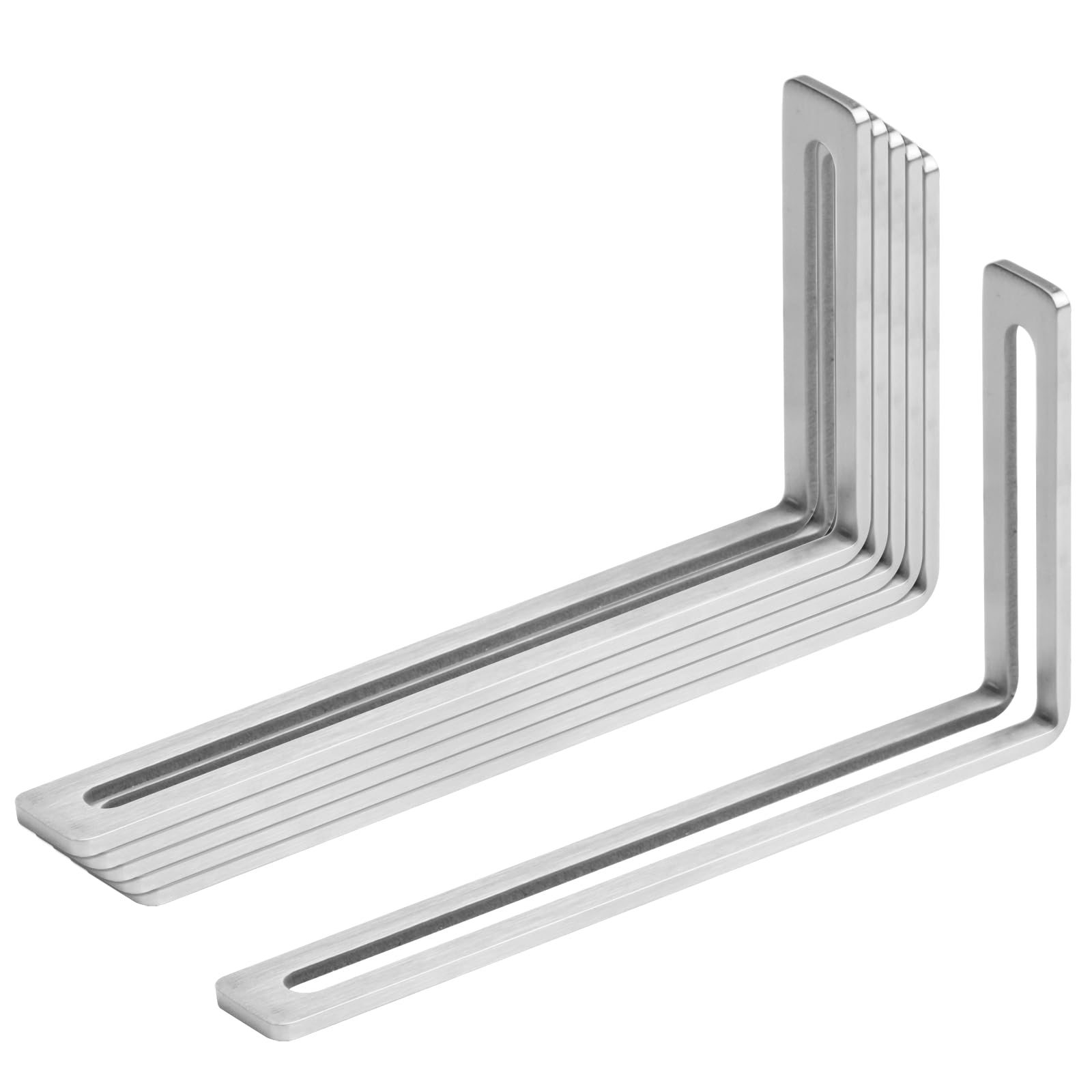 Photo 1 of Fanmao 6 Pcs Slotted L Angle Mounting Brackets, Adjustable Corner Brace, Stainless Steel, 5/32" Thick, 8" L x 1" W x 4" H