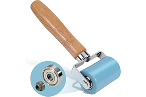 iwooduubb 3rd-Gen Sound Deadening Roller, Professional Dual Bearing Hand Rubber Seam Roller Application Tool with Wood Handle for Car Audio Sound Deadener, Installation Mat, Wallpaper & Vinyl Wrap