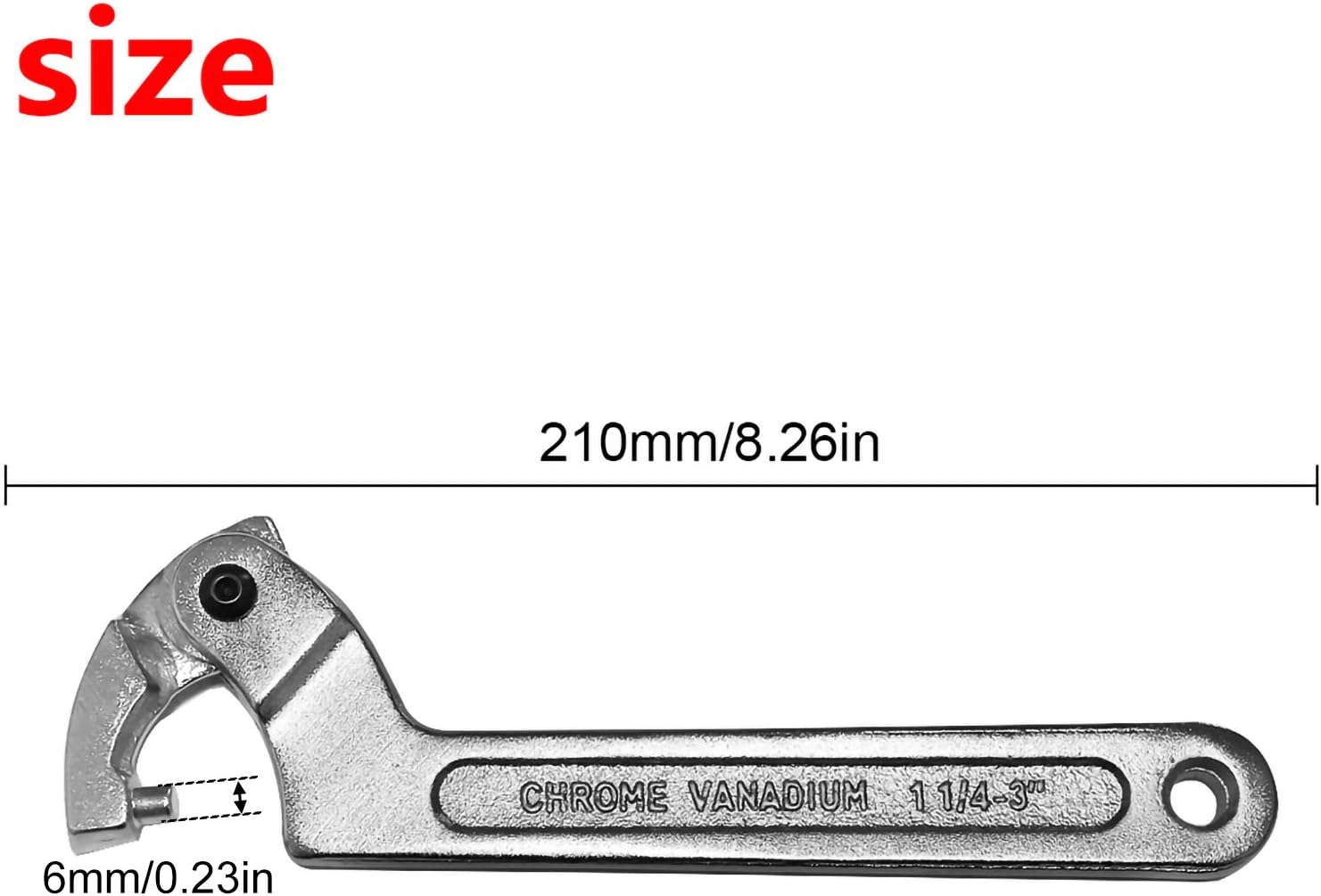 Larcele Hook Wrench for Nut Side Adjustable Spanner YYBS-01 (Round Head,1 1/4-3inch(32-76mm)), Round Head,1 1/4"-3"(32-76mm) - Image 3