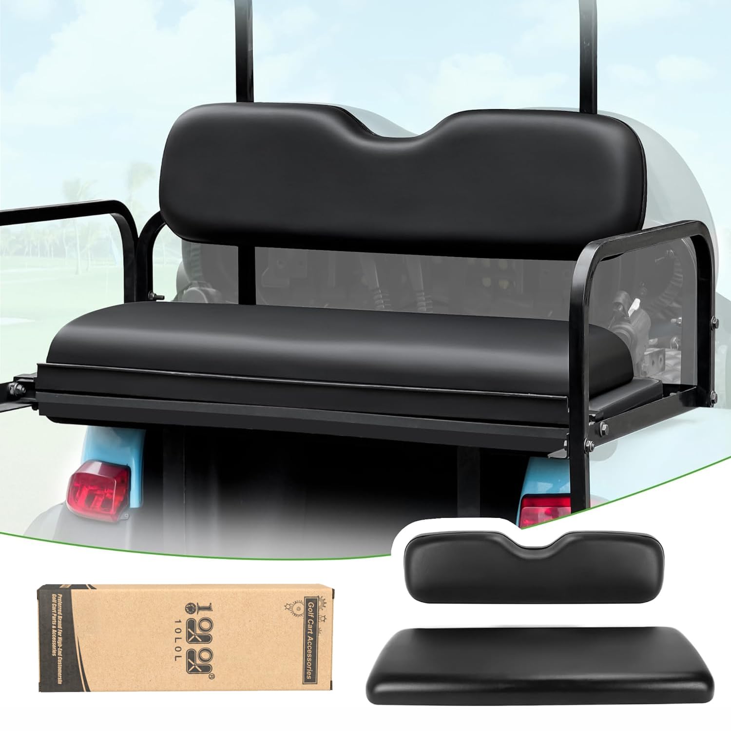 Photo 1 of (PARTIAL SET) (MISSING HARDWARE) 10L0L Golf Cart Rear Seat Replacement Cushions,Universal Rear Flip Seat Cushions for Yamaha EZGO Club Car