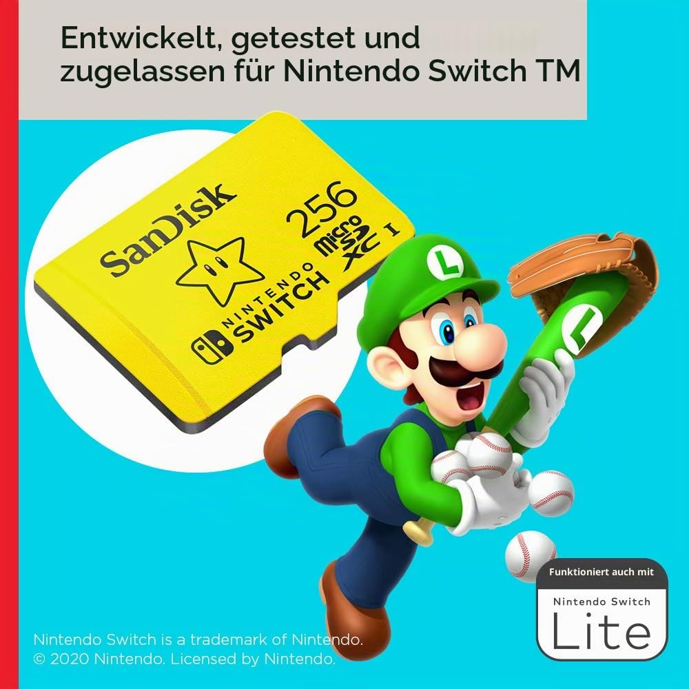 SanDisk microSDXC UHS-I Speicherkarte für Nintendo Switch 256 GB (U3, Class 10, 100 MB/s Übertragung, mehr Platz für Spiele) 5