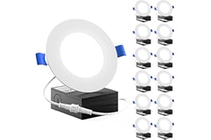 SUNCO LIGHTING Sunco 12 Pack 4 Inch LED Recessed Lights, Slim Canless Ceiling Lighting, 650 LM, 10W (60W Equivalent), 6000K Daylight Deluxe, Dimmable, Wafer Thin, Ultra Thin with Junction Box ETL.